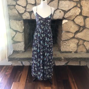 Lauren Conrad Summery Floral Blue Pleated Maxi